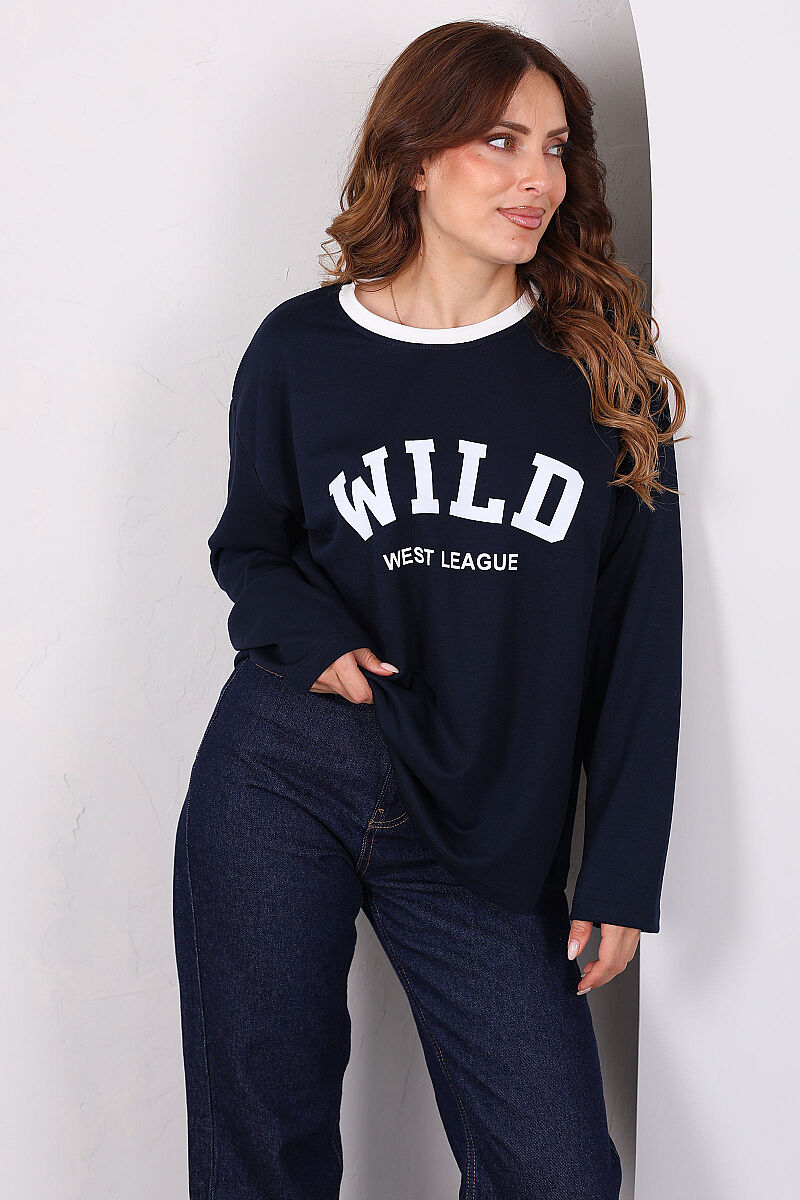 WILD Baskılı Lacivert Kadın Modal Sweatshirt - 3