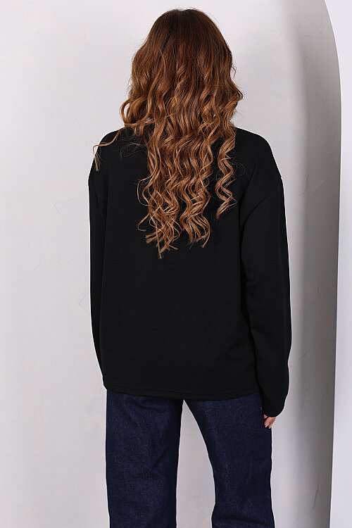 WILD Baskılı Siyah Kadın Modal Sweatshirt - 5