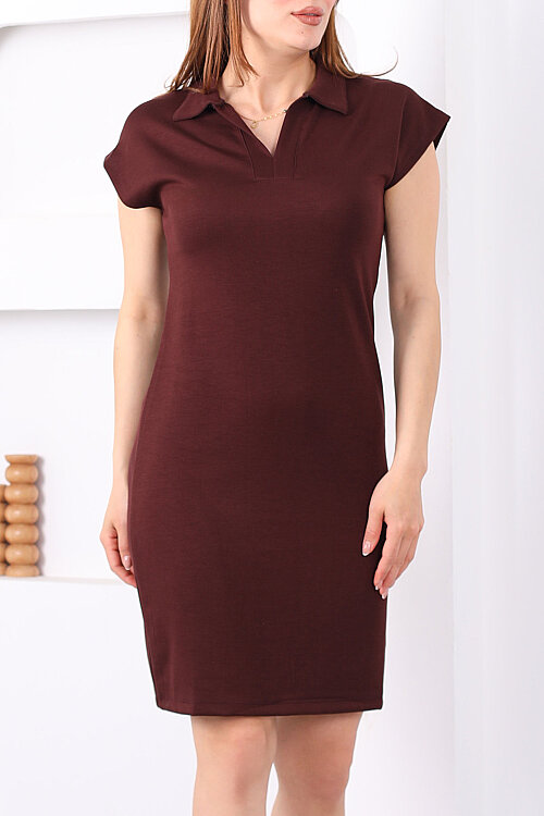 Yakalı Kolsuz Acı Kahve Modal Kadın Elbise - Berox (1)