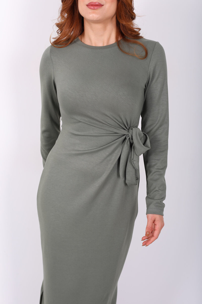 Yandan Bağlamalı Mint Yeşili Kadın Modal Maxi Elbise - 2