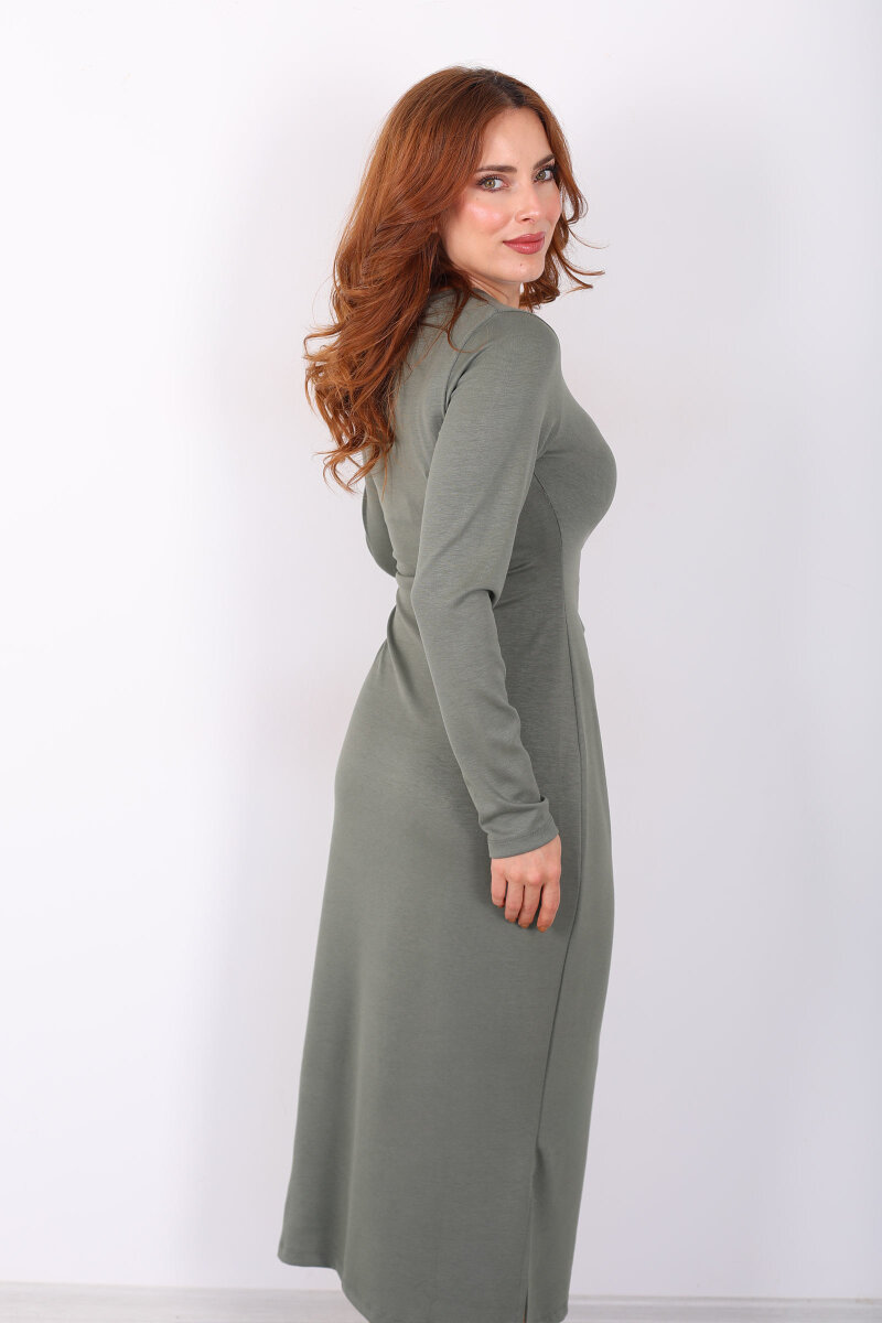 Yandan Bağlamalı Mint Yeşili Kadın Modal Maxi Elbise - 5