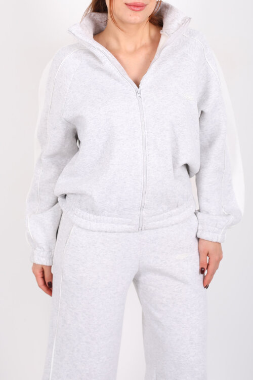 Yanları Şeritli Fermuarlı Gri Kadın Üç İp Takım - Berox (1)