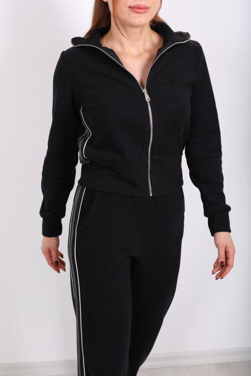 Yanları Şeritli Selanik Siyah Kadın Palazzo Takım - Berox (1)