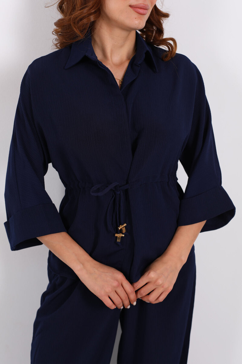 Yarasa Kol Bel Bağcıklı Lacivert Kadın Takım - 2