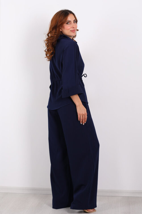 Yarasa Kol Bel Bağcıklı Lacivert Kadın Takım - 6