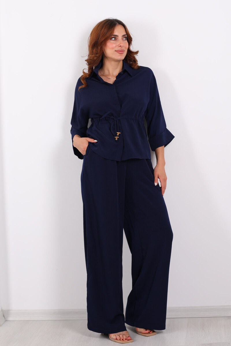 Yarasa Kol Bel Bağcıklı Lacivert Kadın Takım - 4