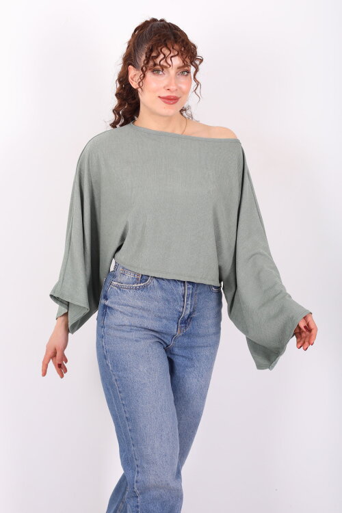 Yarasa Kol Ribana Haki Kadın Bluz - 6