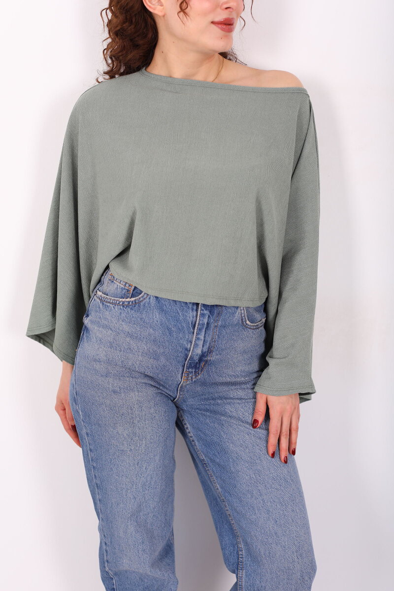 Yarasa Kol Ribana Haki Kadın Bluz - 2