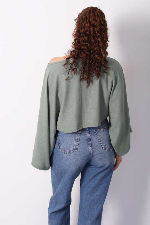 Yarasa Kol Ribana Haki Kadın Bluz - 5