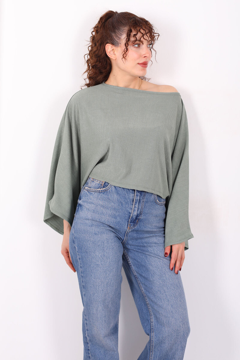 Yarasa Kol Ribana Haki Kadın Bluz - 4