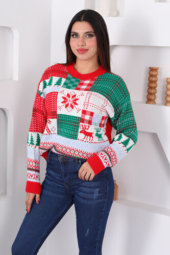 Yılbaşı Temalı Bisiklet Yaka Triko Kazak - Berox (1)