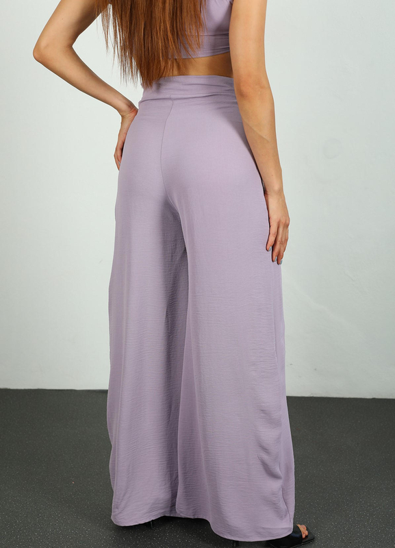 Yırtmaçlı Ayrobin Lila Kadın Pantolon - 6