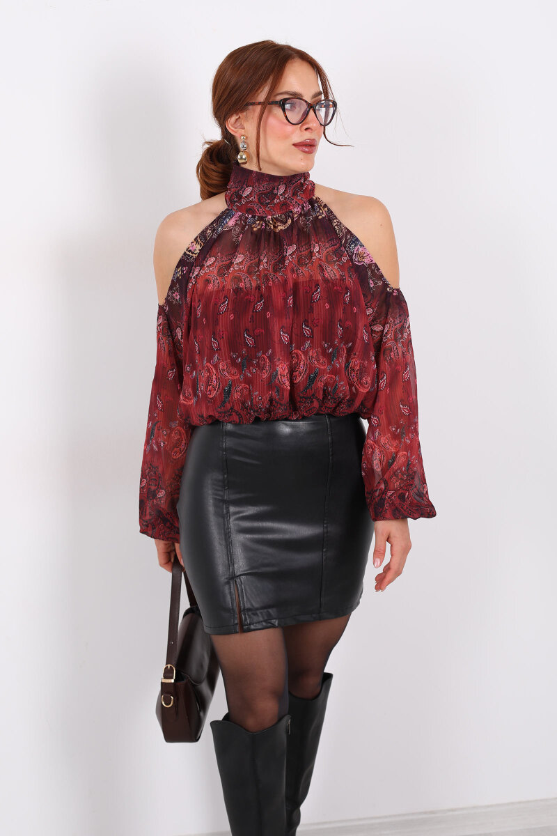 Yırtmaçlı Mini Siyah Kadın Deri Etek - 3