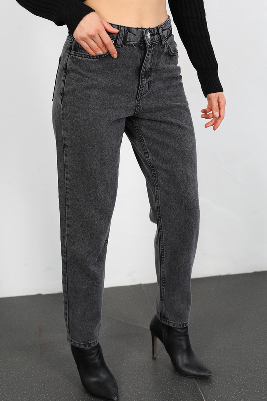 Yüksek Bel Kadın Füme Mom Jean - 3