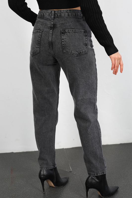 Yüksek Bel Kadın Füme Mom Jean - 5