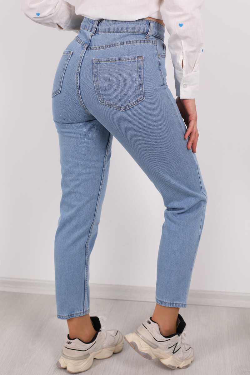 Yüksek Bel Mom Açık Mavi Kadın Kot Pantolon - 5