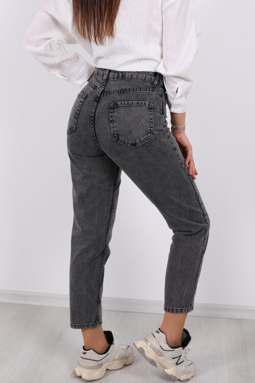 Yüksek Bel Mom Füme Kadın Kot Pantolon - 5
