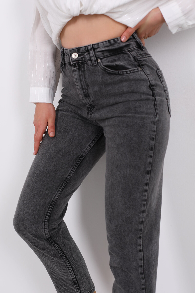 Yüksek Bel Mom Füme Kadın Kot Pantolon - 4