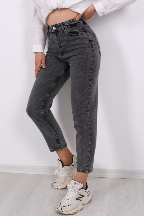 Yüksek Bel Mom Füme Kadın Kot Pantolon - 2