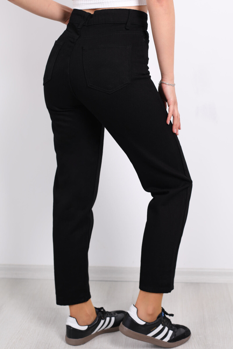 Yüksek Bel Mom Siyah Kadın Kot Pantolon - 4