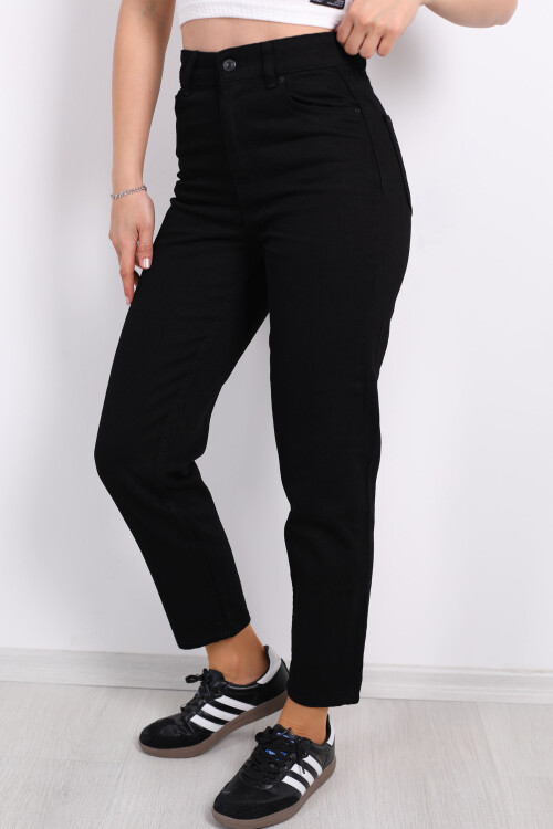 Yüksek Bel Mom Siyah Kadın Kot Pantolon - 2