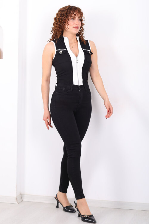 Yüksek Bel Siyah Kadın Skinny Jean Pantolon - 3