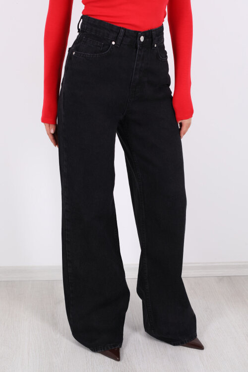 Yüksek Bel Straight Füme Kadın Boru Paça Kot Pantolon - Berox (1)