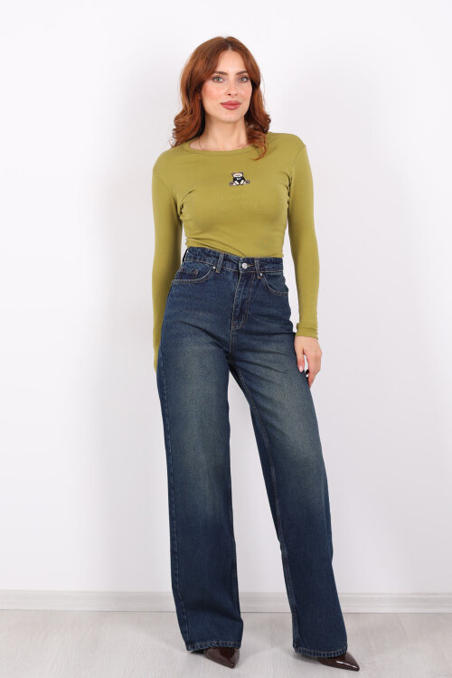 Yüksek Bel Straight Tint Kadın Boru Paça Kot Pantolon - 7