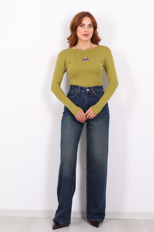 Yüksek Bel Straight Tint Kadın Boru Paça Kot Pantolon - 3