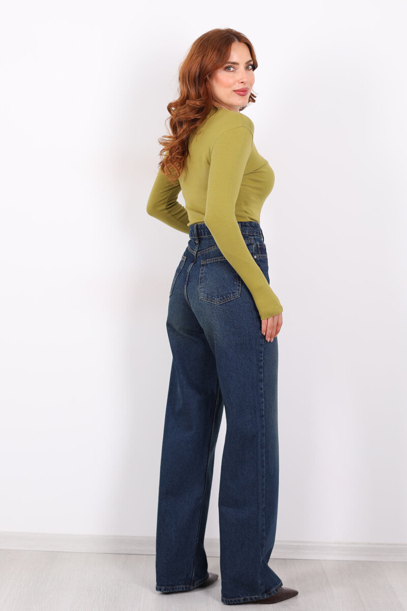 Yüksek Bel Straight Tint Kadın Boru Paça Kot Pantolon - 6