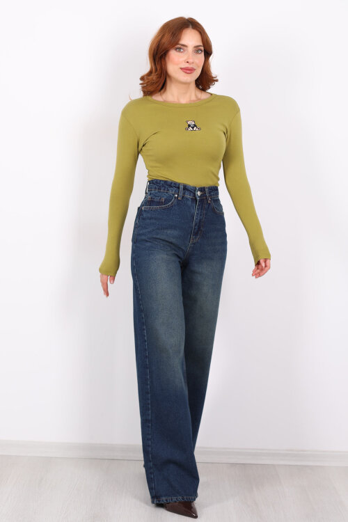 Yüksek Bel Straight Tint Kadın Boru Paça Kot Pantolon - 5